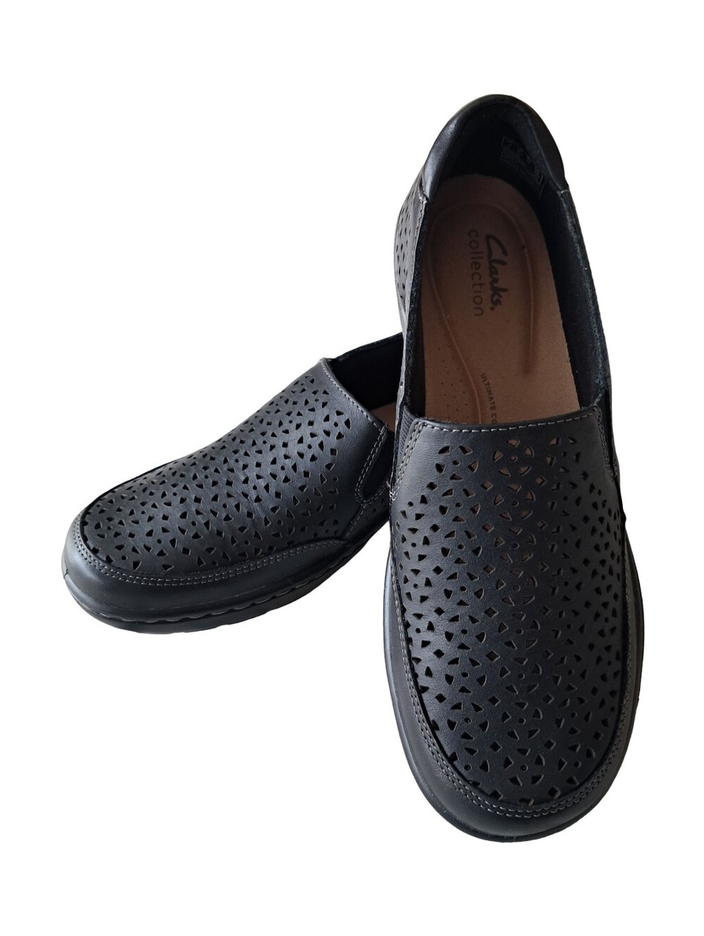 Clarks Cora Sky Leather Black Loafers Women's New Shoes Size 6.5W